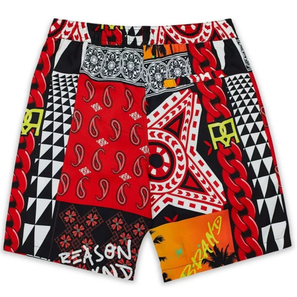 Colorful Geometric Design Swim Trunks - Picture 3 of 6